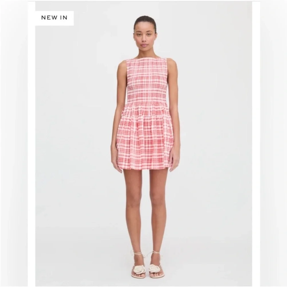 Hill House Mini Cosima Nap dress. Watercolor Gingham, Cherry. XS. NWT. - Picture 3 of 6